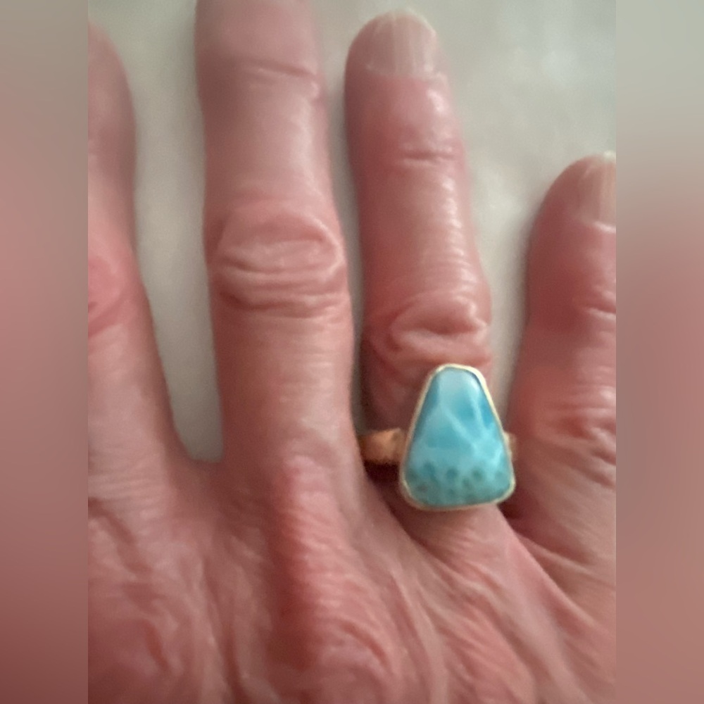 Larimar and sterling silver ring